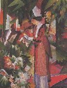 August Macke Walk in flowers oil painting reproduction